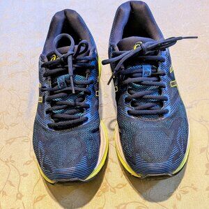 Asics gel -nimbus 19 flyte foam men's low top blue running sneaker, size 8.5